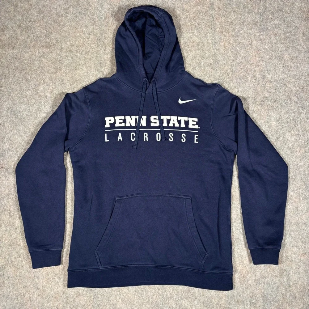 Nike Penn State Lacrosse Hoodie Mens M Navy Blue Club Fleece NCAA Sportswear